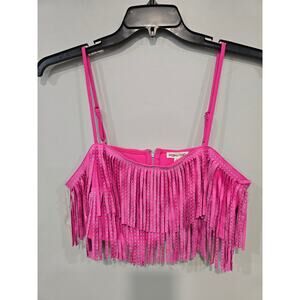Mainstrip-Frankie Rhinestone Fringe w/Rhinestones Pink Tank Top - Ladies Size L